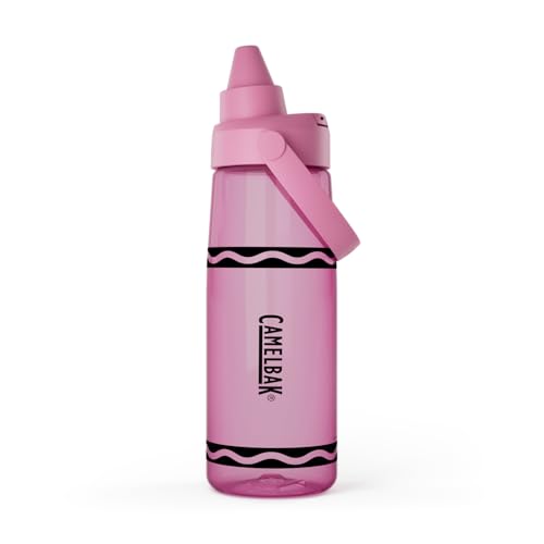 Image of CamelBak Crayola Chug Water Bottle for Everyday Hydration, Tritan Renew Design with Chug Lid, 25oz, Pink Flamingo