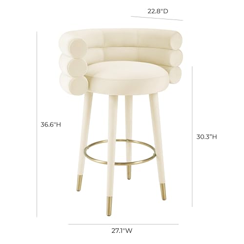Betty Cream Velvet Barstool by Tov Furniture