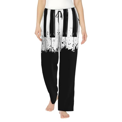 Pantalon de nuit doux femme imprimé piano léger et extensible taille S-3XL