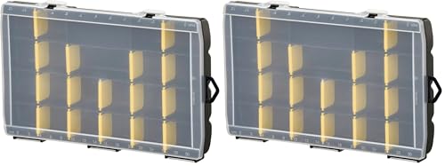 STANLEY Organizador básico con 22 compartimentos, divisores extraíbles, personalizable, regla marcada en la tapa, polipropileno de alto impacto, dimensiones 35,7 x 22,9 x 4,8 cm, STST81681-1
