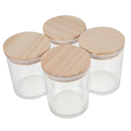 HOLIDYOYO 4pcs Glass Candle Jars with Airtight Lids Multi-use Candle Containers for Crafting Essential Oils and Storage