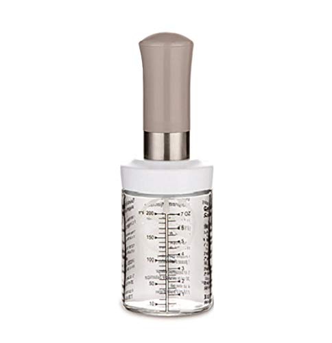 HEAVY DUTY GLASS SALAD DRESSING SHAKER BOTTLE CONTAINER FOR THICKER RANCH DRESSINGS and GRAVY â€¢ Leak Proof â€¢ Mixer Dispenser with Measurements and Recipes â€¢ Reusable Vinaigrette Cruet â€¢ 10 oz (Gray)