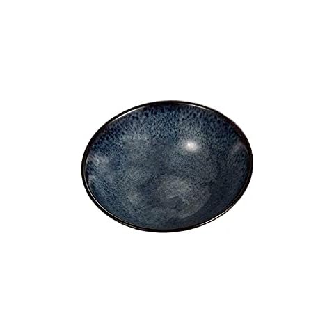 bi de sen Set Of 2 Ceramic Ramen Bowls 19.5cm/7.68" With 2 Ceramic Spoons. Grey/blue Shaded Glaze, Non-slip Udon Soba Porcelain Soup Bowl(Size:Pack of 1) Cover