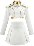 TRACYCY Niñas Disfraz Cosplay Anime Blanco Performance Show Uniforme Set Top y Falda para Navidad Carnaval Halloween Fiesta Cumpleaños Mascarada Traje, 4-12 años, 130
