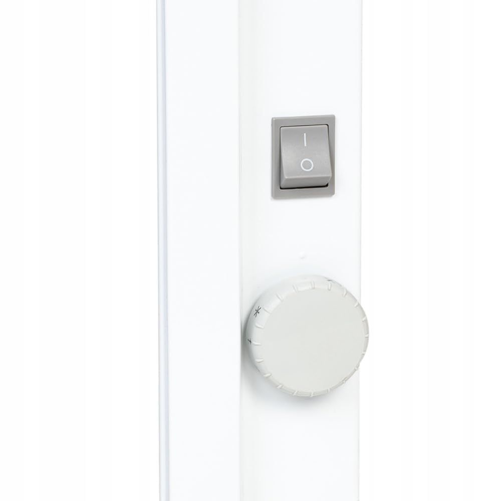 WARMTEC Riscaldamento elettrico 1500W | Riscaldamento a convettori con termostato a 8 livelli e funzione antigelo | Radiatore a convezione a risparmio energetico da appoggio | Bianco