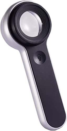 MEACEYR Lupa de Lectura Lupa de Mano 60x, Lupa iluminada con luz Led Recargable para Explorar la Lectura de Personas Mayores Lupas de Gran