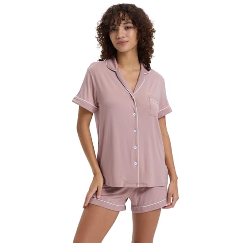 TOSMO Women's Pajamas Set Viscose from Bamboo Short Sleeve Sleepwear Button Down Loungewear Soft Cooling Pjs - Main Image