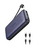 Carga Tres Dispositivos Simultáneamente: El PD 20w Power bank tiene un cable lightning integrado, un puerto USB C( Entrada & Salida) y un puerto USB A, por lo que podemos cargar 3 dispositivos al mismo tiempo. El cable lightning y el puerto USB C soporta PD 3.0 y el puerto USB A admite QC 3.0, AFC y FCP. Sirve para la mayoría de sus dispositivos. El LED muestra claramente la carga restante de la batería.