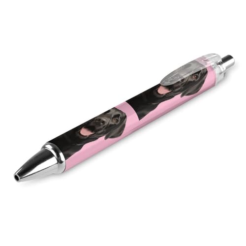 Bolígrafo retráctil de punta fina de 0,5 mm para evitar manchas en la oficina, Black Labrador