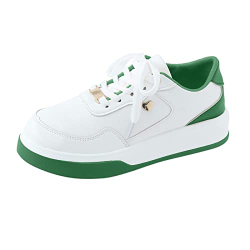 BiJerou Zapatillas blancas para mujer con suela negra, ligeras y cómodas, diseño moderno y bajo, adecuadas para el uso diario, transpirables, elegantes y modernas, perfectas para el ocio y, verde, 40