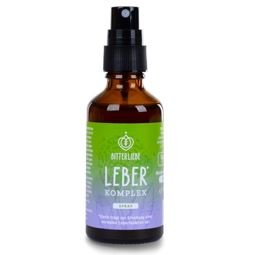 BitterLiebe® Leber* Komplex Spray - Leberkur*, natürliche Unterstützung der Leberfunktion* mithilfe von Cholin - hochdosiert mit Mariendistel Artischocke Löwenzahn und Bitterstoffen