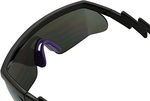 ShadyVEU Semi Rimless Neon Rainbow Mirrored Lens Sports Performance Sunglasses Black Half Frame ZigZag Arms Purple Nose Pads2
