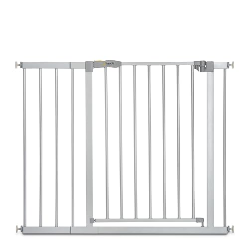 hauck Stop N Safe 2, Grigio - Cancelletto di Sicurezza Bambini e Cani per Apertura 96 - 101 cm - Barriera Porta e Scala con Chiusura Manuale, Montaggio a Pressione, Senza Fori - Solo da Interno Casa