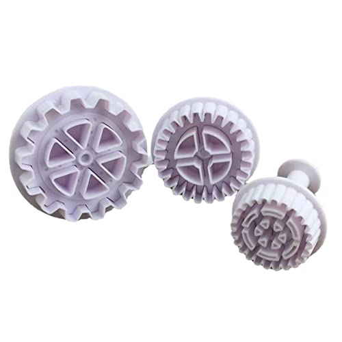 Set 3 moldes cortadores con forma de engranaje