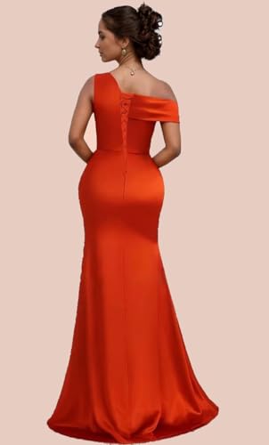 One Shoulder Bridesmaid Dresses for Women Satin Corset Mermaid Wedding Formal Evening Party Gowns2