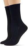 ESPRIT Damen Cable Rib 2-Pack W SO Hausschuh-Socken, Schwarz-Blau (3000), 39-42 (UK 5.5-8 Ι US 8-10.5) (2er Pack)