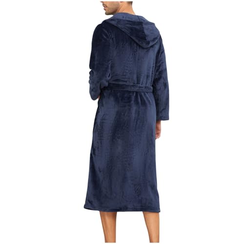Mens Robe with Hood Plush Fleece Robe Soft Warm Bathrobe Fuzzy Long Spa Robes with Pockets Loungewear Sleepwear4