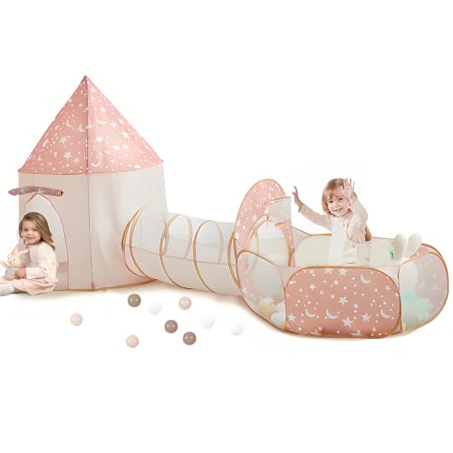 3 in 1 Kids Play Tent with Tunnel, Pop Up Play Tent with Ball Pits for Toddlers and Playhouse Kids Indoor & Outdoor, Perfect Kid’s Gifts