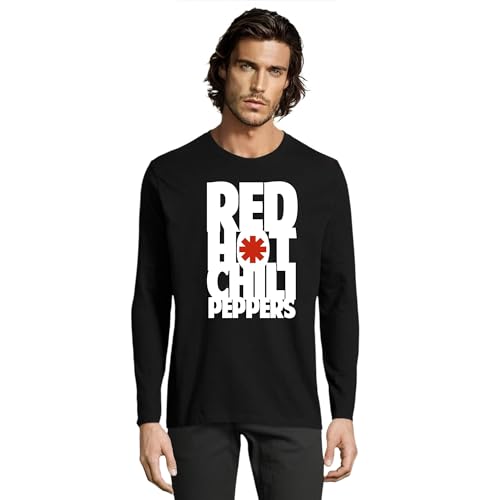 Camiseta Manga Larga Red Hot Chilli Peppers Punk Rock Musica (FR/ES, Letras, M, Regular, Regular, Negro)