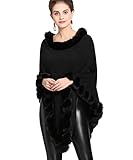 colli pelliccia nero Il mantello alla moda si adatta alla maggior parte delle occasioni, adatto per shopping, feste e ufficio.
