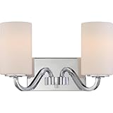 Nuvo Lighting 60/5802 Willow 2 Light 100W A19 max. Medium Base Vanity and Wall with White Glass, Polished Nickel