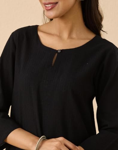Image of Fabindia Women's Cotton Solid Long Kurta