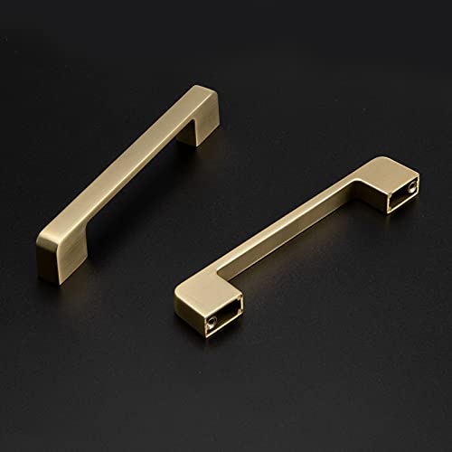 LONTAN 5 Pack Gold Kitchen Handles 128mm Hole Centers Gold Handles for Cupboards Zinc Alloy Square Drawer Pulls Cabinet Hardware - Image 3