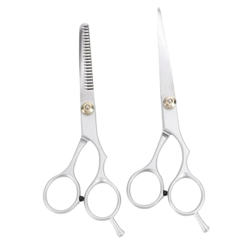 Hohopeti 2 Piezas Tijeras Peluquería Profesionales Inoxidable Tijeras Corte y Entresacar Plateadas Reposamango para Salón y Barbería