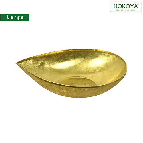 Image of HOKOYA Pital Formal Diya Set, Brass Puja Lamp, Large, Set of 108