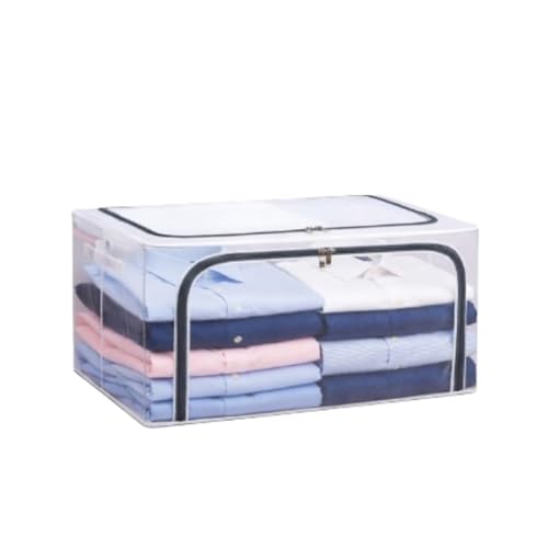 Image of RENVA Fully Transparent Openings Clothes Storage Bins with Metal Frame, Stackable & Foldable Storage Box with Lids, Closet Organizers, Cap, Sweater (40L x 30W x 20H) CM. (Transparent, 24L-1)