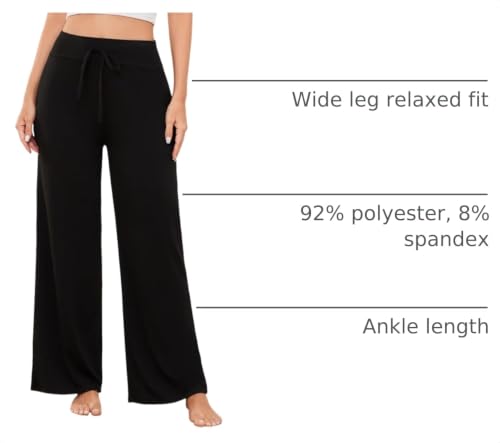 Image of LOCUBE Women's Pajama Pants, Soft Comfy High-Waist Wide-Leg Lounge Pants with Drawstring and Pockets