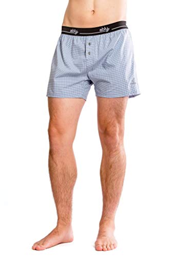 Ably Vacation Men's Woven Plaid Boxer Shorts | Repels Liquids, Stains, and Odors