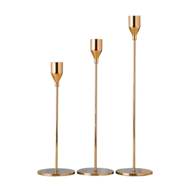 The Purple Tree Metal Royal Candle Holders For Tapered Candles, (Pack Of 3, Golden), Tapered Candle Holder, Tealight Holder, Best Gift For Christmas Decor, Christmas Decoration, Dining Table 4