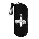 メガネポーチ メガネ袋 頭文字d イニシャル D メガネケース 眼鏡収納 おしゃれ ファスナー式 フック付き 小物入れ 擦り傷防止