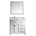 Virtu USA MS-2157L-WMRO-GR-001 Caroline Parkway 57" Single Bathroom Vanity in Grey with Marble Top and Round Sink with Brushed Nickel Faucet and Mirror, 57 inches, Cool Gray