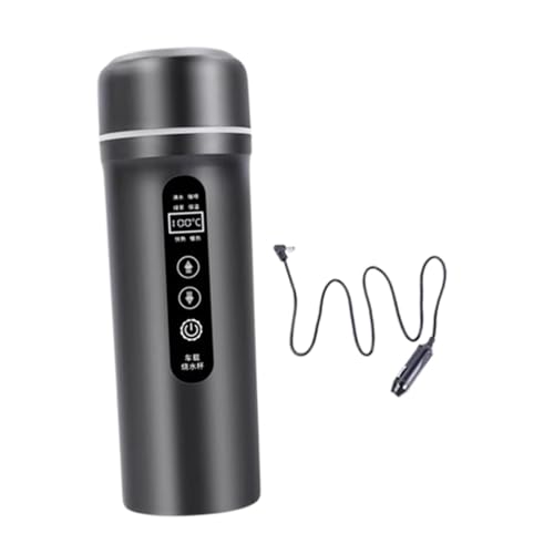 LOL-FUN 車載電気ケトル 【12V 24V兼用】車用湯沸かし器 電気ポット ステンレス鋼 カー用 トラック用 旅行暖房マグカップ 魔法瓶 お湯 お茶入れ カップラーメン お茶とコーヒーに 乳児のミルク作りに ミニ 小型 携帯便利 旅行