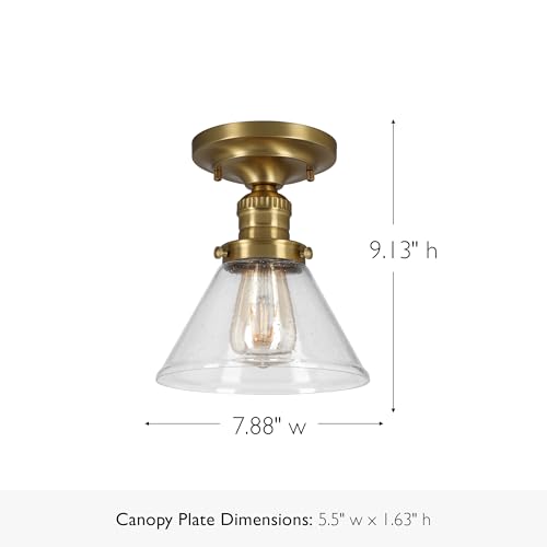 Image of Design House Augustin Ceiling Light, 1-Light, Semi-Flush, Seeded Glass Glow, Dimmable, E26 Socket, Durable Metal Frame, Satin Gold, 7.9 in L x x 7.9 in W x 9.1 in H, 589069-SG