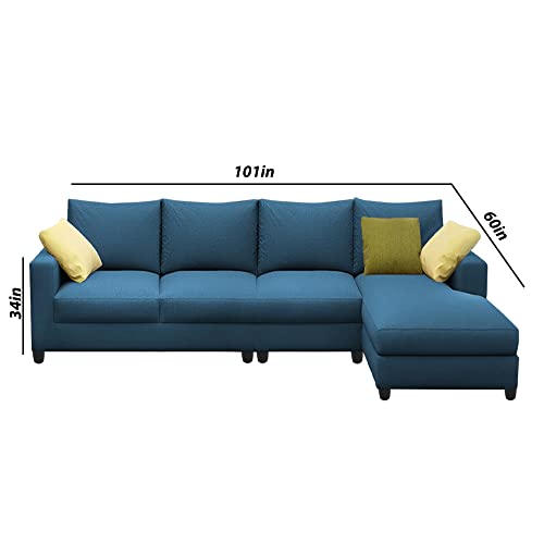 Image of Jian RHS 6 Seater L Shape Sofa Set Living Room (Turquise Fabric)