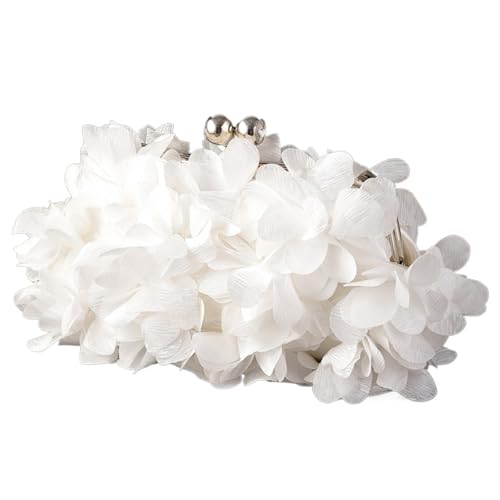 Pochette de soirée chic avec délicate fleur en satin et fermoir rétro - 4