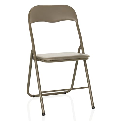 hjh OFFICE Chaise Pliante rembourrée TUDELA Basic Chaise Visiteur Pliante, Charge Max. 120 kg, Taupe