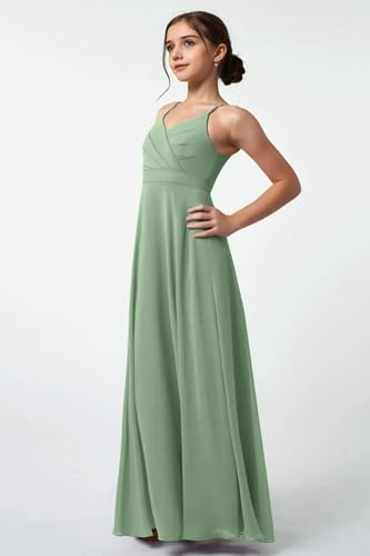 LTW Spaghetti Strap Junior Bridesmaid Dress for Teens Ruched Teen Girl Dresses Chiffon Flower Girl Dresses for Wedding2