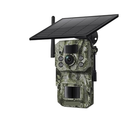 KKENZA Cámara de rastreo Solar SIM 4G de 3 MP con GPS for Exteriores, Sensor PIR Dual, visión Nocturna, for Caza y monitoreo de Vida Silvestre(4G GPS with 64GB)