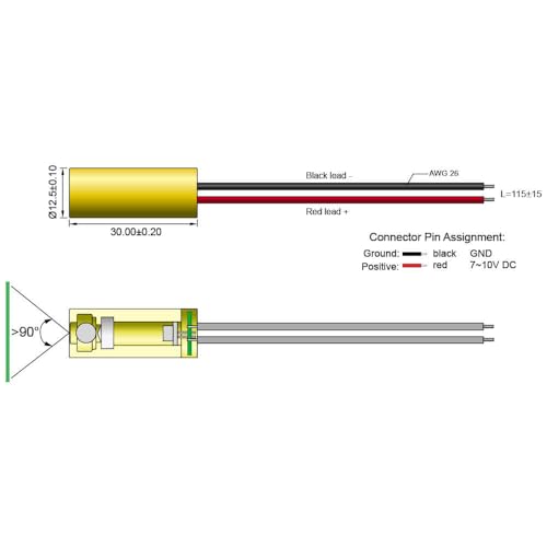 Quarton VLM-520-27 LPA Green Line Laser Module, Direct Green Laser Diode, Class I, Line Width 3.5mm @10m, 520nm, 90 Emitting Angle
