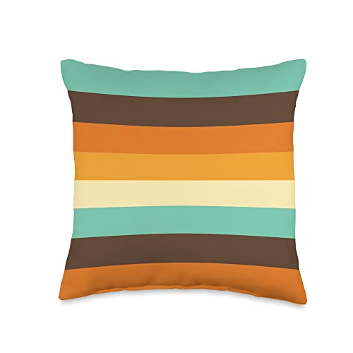 STRIPES, PATTERN, RETRO COLORS, 1970s COLOR PALETTE, 70s Throw Pillow