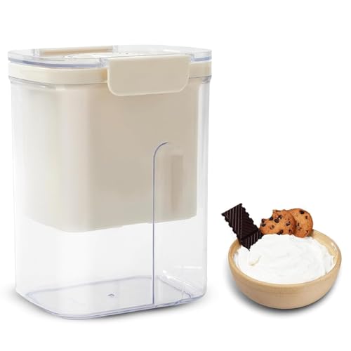 PANCA Hung Curd Strainer Box | Curd Maker and Greek Yogurt Maker - 1100ml Fine Mesh Strainer with Lid | Multifunctional Yoghurt Filter (Beige)