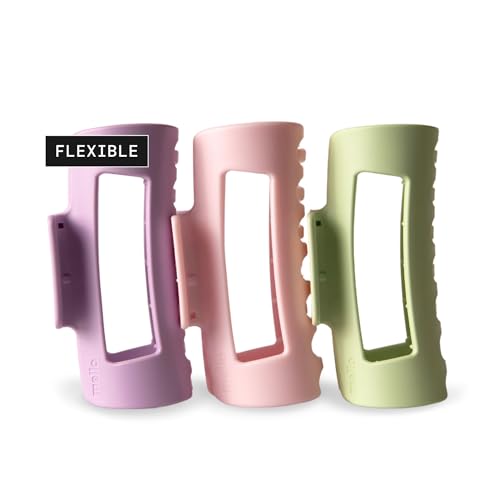 Mello Medium Hair Clip - Flexible Comfort Hair Claw for Women For Thick & Thin Hair Styling Durable Material Matte Non-Slip Finish Made in Korea Patent Pending (3 Pack Medium Pastel)