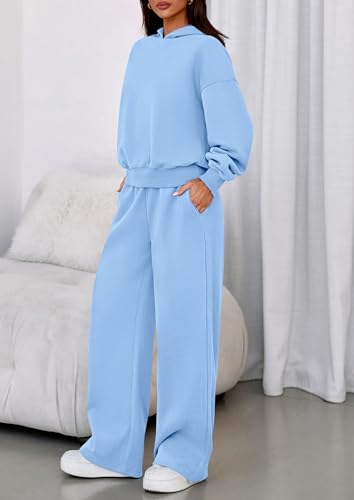 Image of PRETTYGARDEN Womens Sweatsuits 2 Piece Set 2026 Casual Winter Long Sleeve Hoodie Loose Wide Leg Sweatpants Fall Tracksuit