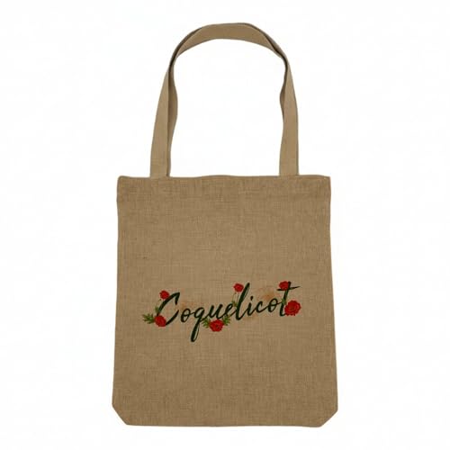 Fabulous Sac Shopping Tote Bag Aspect Lin - Coquelicot Fleurs Minimaliste Chic Jardin Amour - Sac de Courses Toile Epaisse 360g Beige Naturel Cabas Porté...