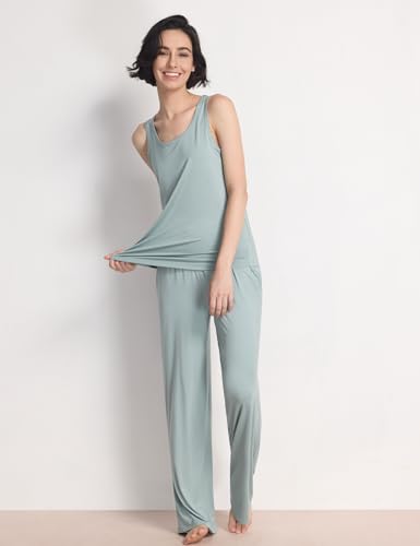 GYS Pajama Set for Women Bamboo Viscose U Neck Tank Top and Pants Soft 2 Piece Sleepwear Sets - Image 6