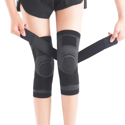 SUJAYU 2 paires manchons de compression genoux - soulagement douleur arthrite, noir, Large